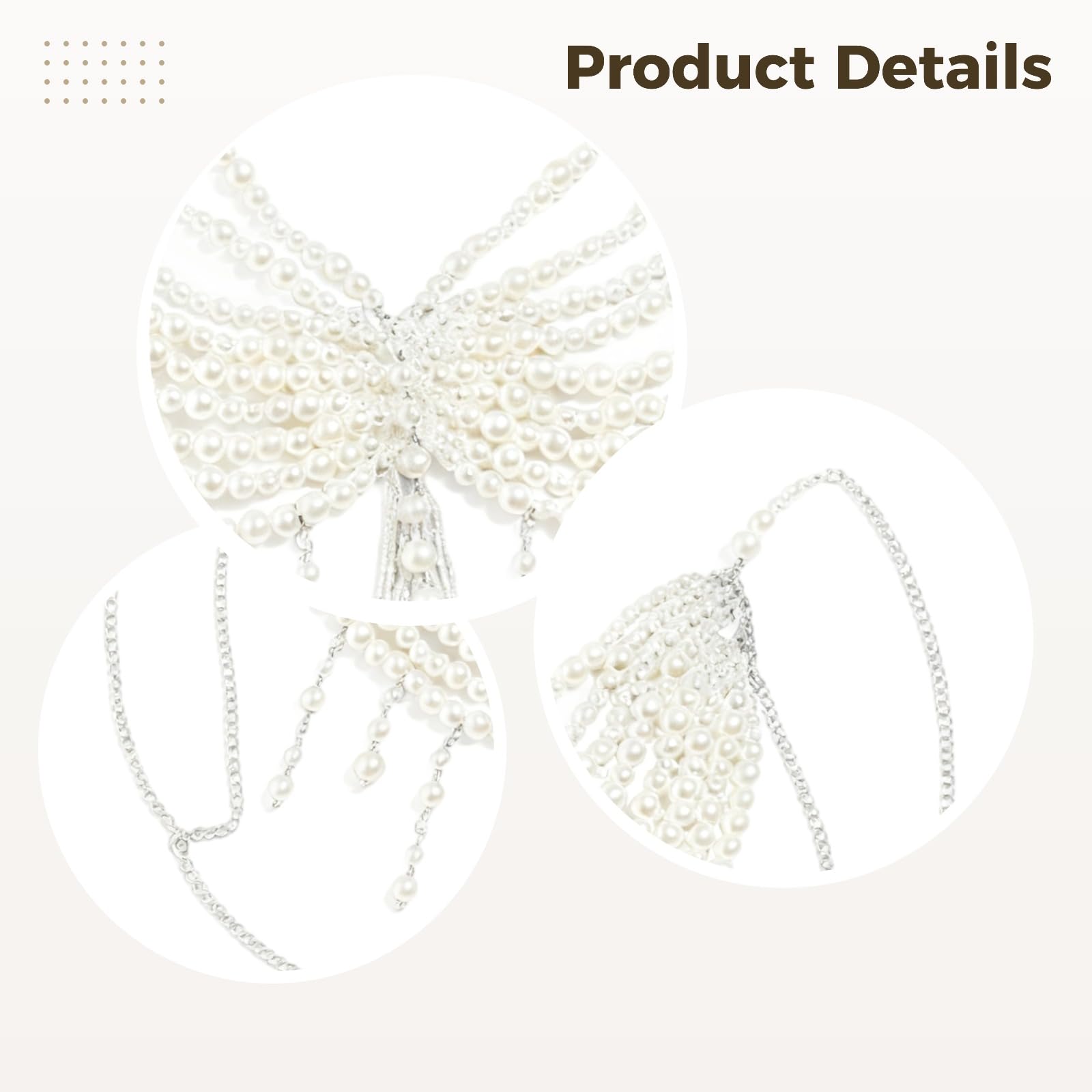 Körperkette aus Kunststoffperlen mit Perlenquaste, mehrlagiger Körperschmuck in Weiß, verstellbar, für weißen Bikini und Strandüberwurf, im Europa- und USA-Stil