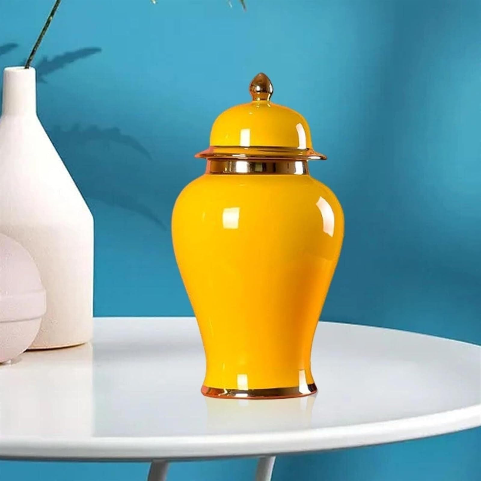 Amazon.co.jp: 中国風の磁器の花瓶 下部花瓶 蓋付きセラミック