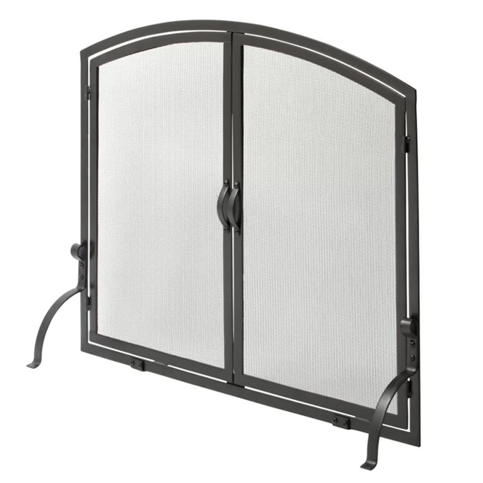 Parascintille per Camino Artigianale con Doppie Ante, parascintille in Ferro battuto per Legna/Carbone, antiscottatura.