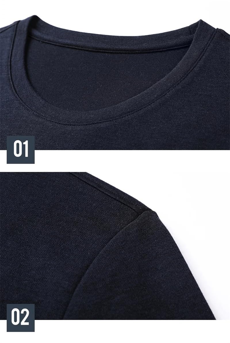 Maglietta da uomo girocollo tinta unita morbida manica lunga top casual fit basic business pullover top