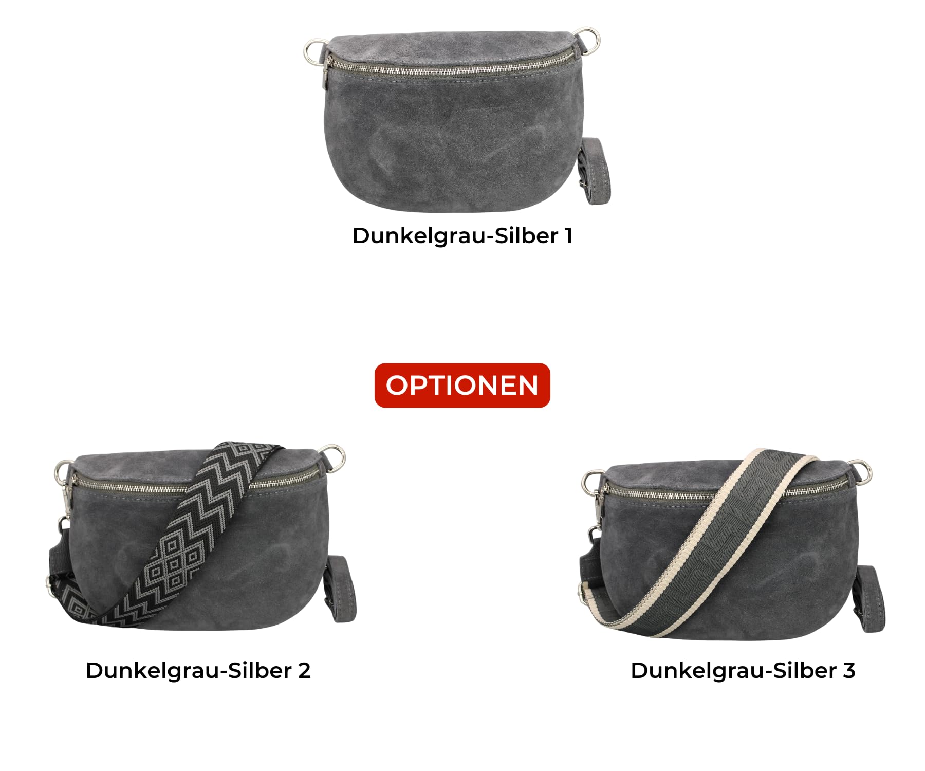 Brise Art AFIA Suede Bauchtasche Wildleder Handgefertigt Crossbody Bag | Damen Umhängetasche, Echtes Wildleder, Schultertasche mit Ledergurt & wahlweise gemustertem Riemen, 3 Fächer, Made in Italy