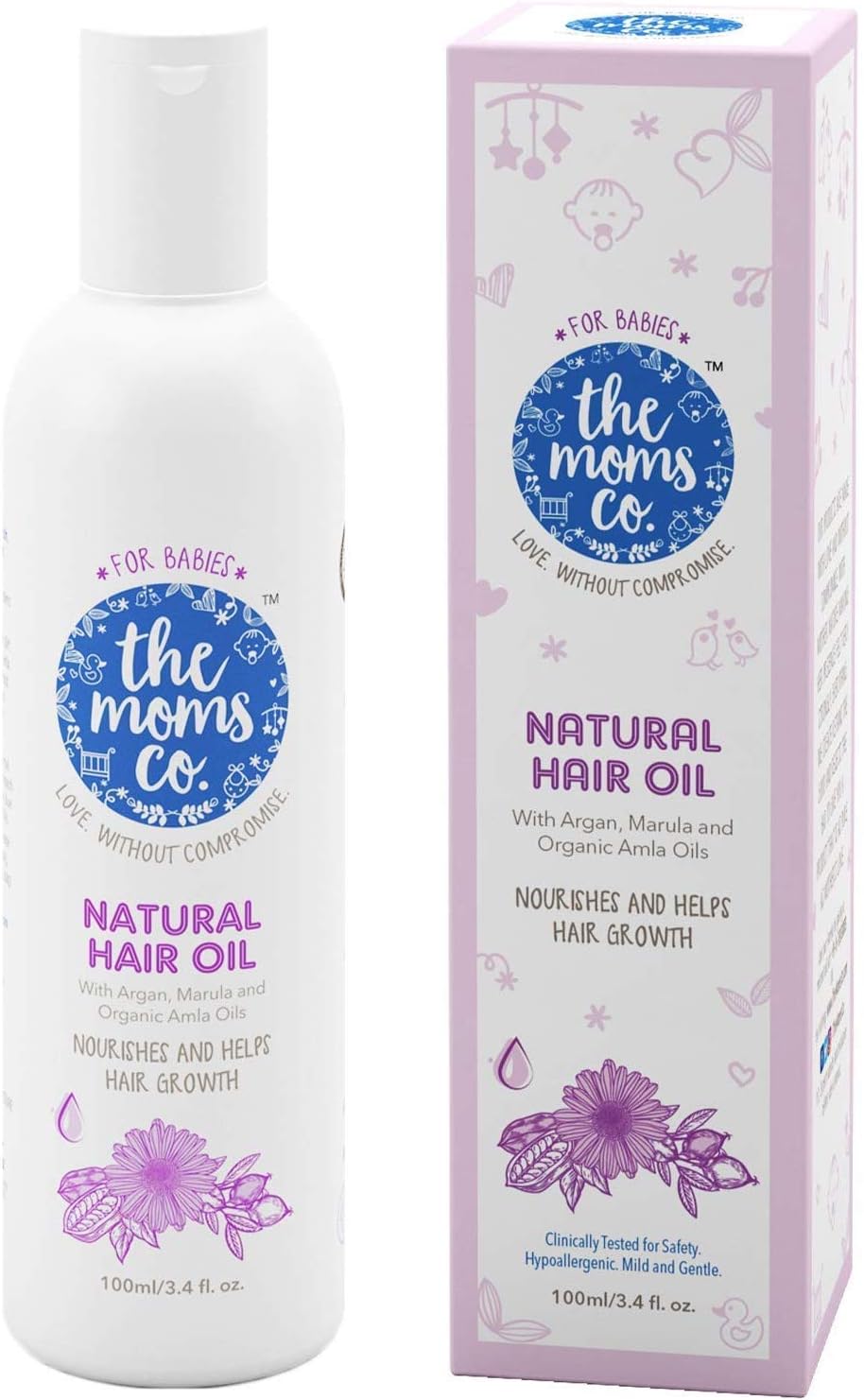 The Moms Co. Virgin Coconut Natural 10-in-1 Baby Hair Oil with Argan, Marula, Avocado, Bhringraj and Organic Amla, 100ml