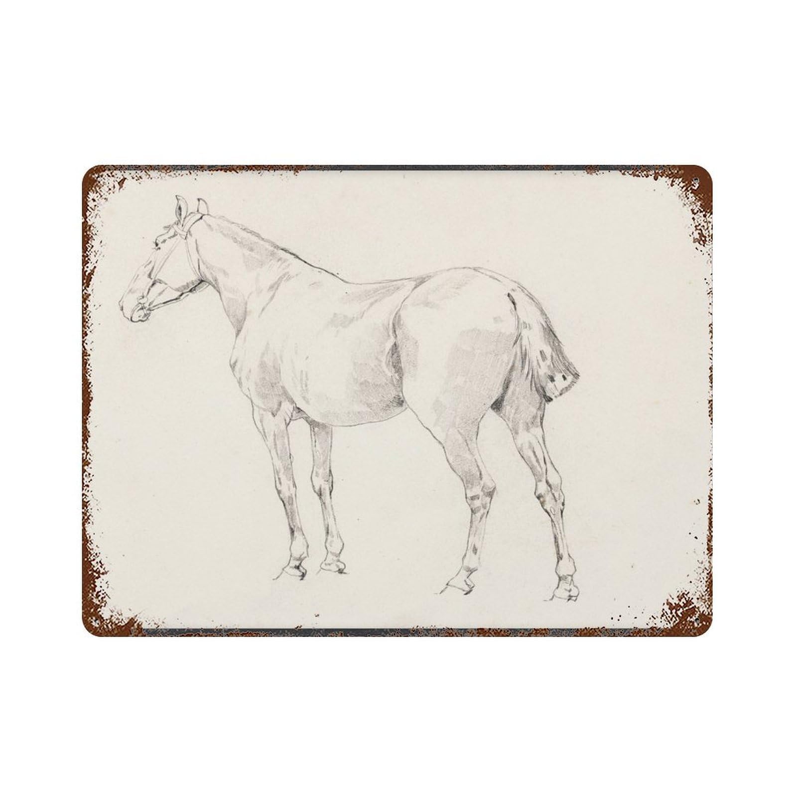 xiaoxiaoshen Vintage Horse Sketch Wall Decor Art Metal Tin Poster Modern Home Decor Art Home Bar Shop Decorations Vintage Sign 30x40cm