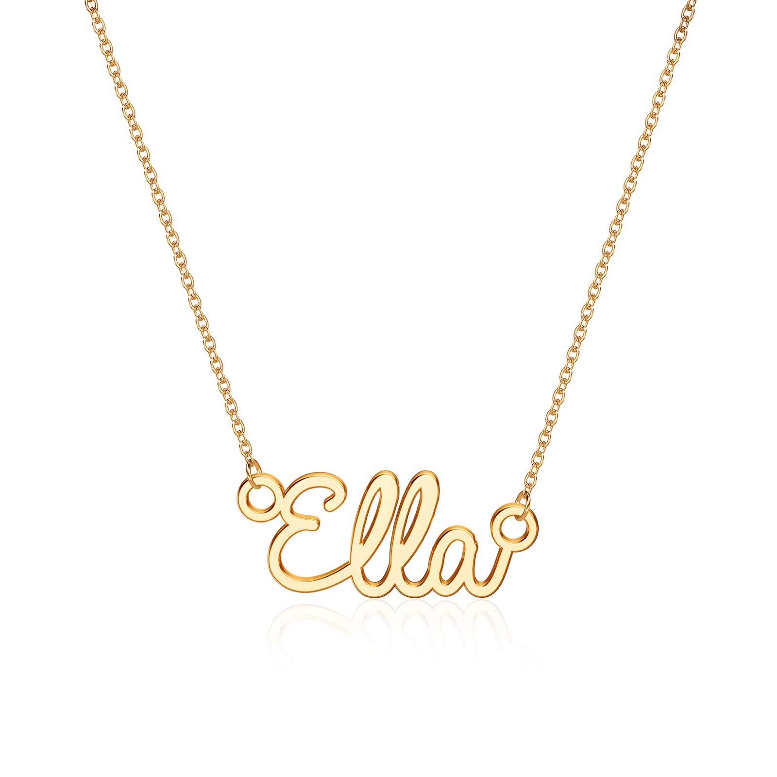 TurandossCustom Name Necklace Personalized, 14K Gold Plated Name Pendant Necklace Dainty Name Necklace Personalized Jewelry Gifts for Women