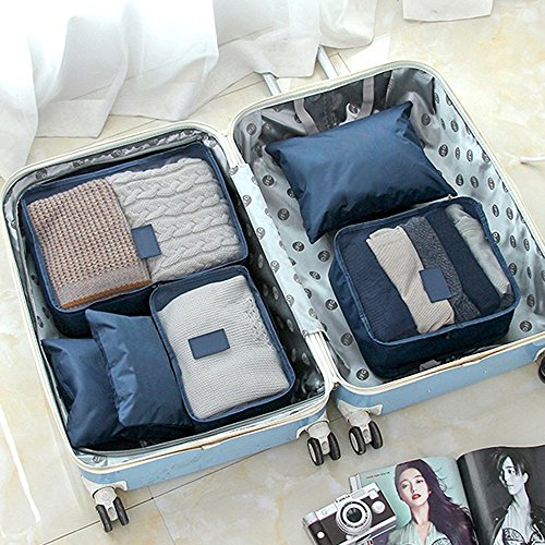 Flameer Pacote com 6 Bolsas de Armazenamento Impermeáveis para Viagem Cubo Organizador de Bagagem, A