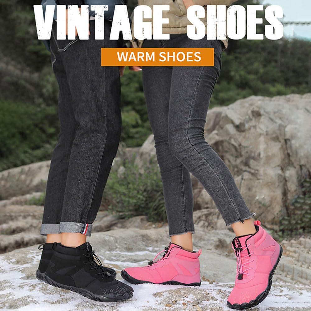 Zureto Chaussures pieds nus d'hiver, chaussures de randonnée pour homme et femme, imperméables, larges orteils nus, chaussures de randonnée
