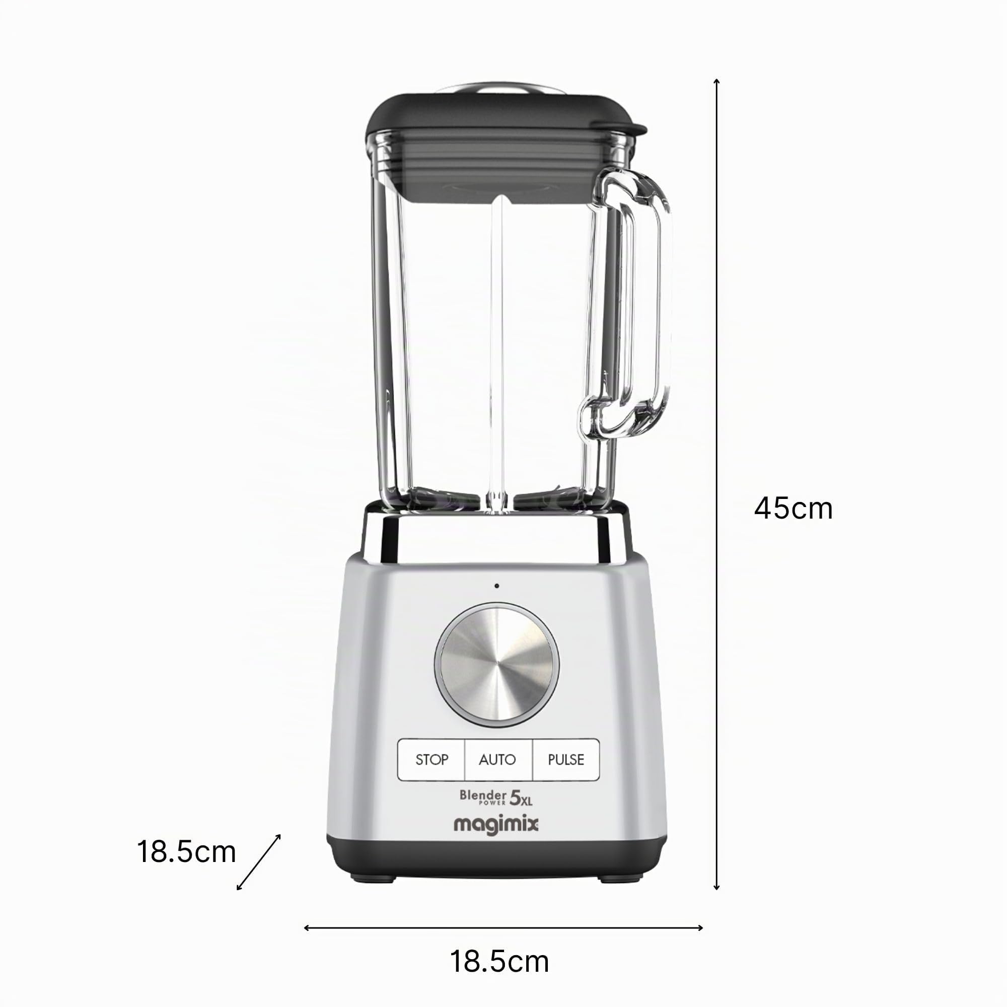 magimix Power 5 XL Standmixer | 1500W Motor, 2L Nutzkapazität, Glas-Krug aus Borosilikat, Für Smoothies & Suppen