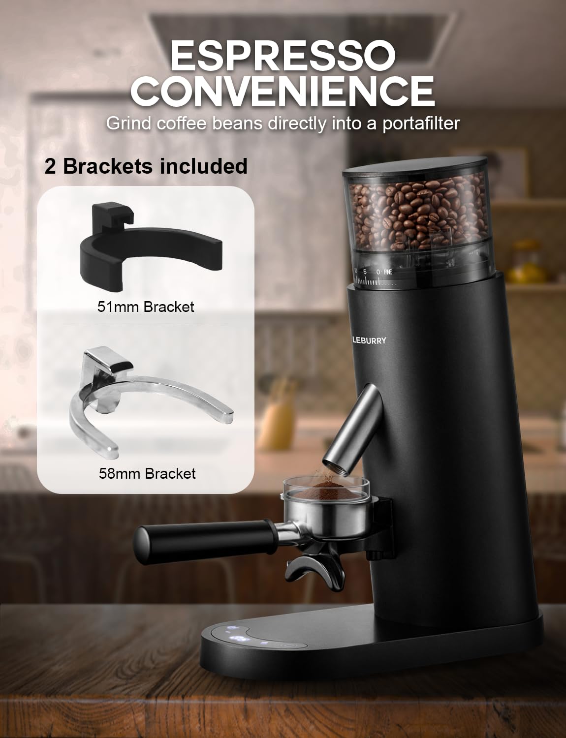 Molinillo de café portátil – Molinillo de café espresso recargable con molino de acero inoxidable con 60 ajustes de molienda ajustables