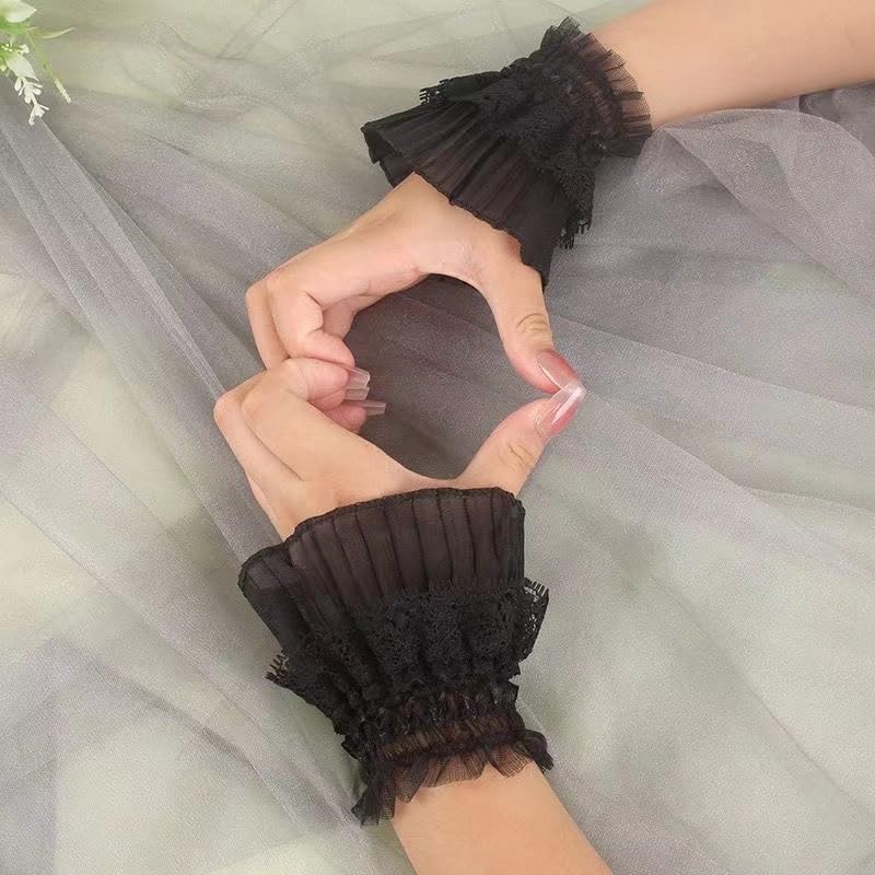 AUOCATTAIL Hand Sleeve Wrist Cuffs Floral Lace Elastic Wedding Party Decoration Accessories3