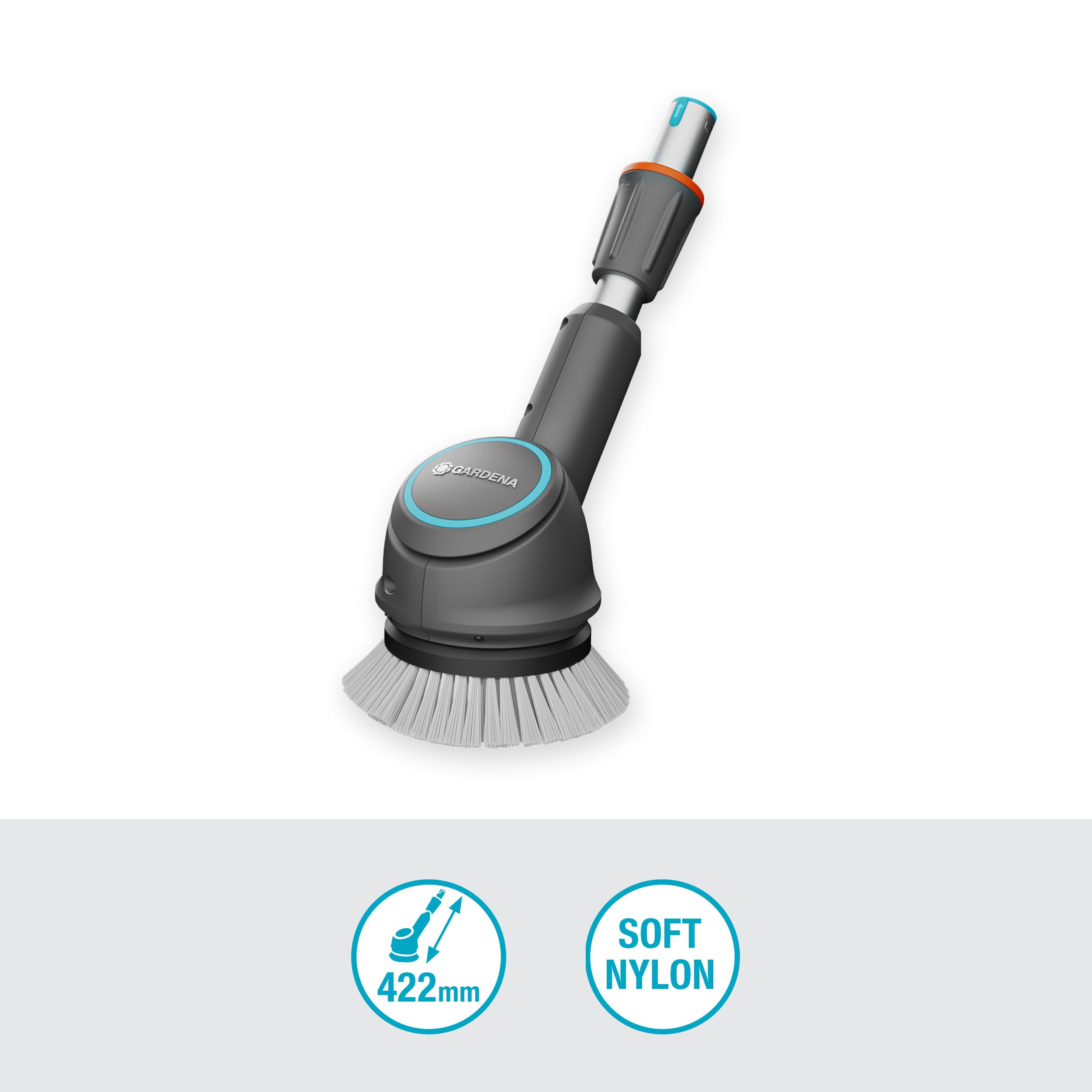 Gardena Brosse à Disque pour AquaBrush : Embout de Nettoyage et Extension pour Nettoyeur sans Fil (14840, 14841, 14842), Nettoyage Humide en Douceur des Surfaces sensibles, Accessoires (14846-20)