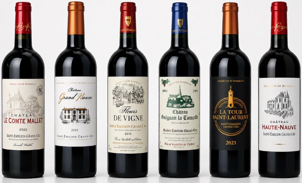 Pack Découverte Saint Emilion Grand Cru - Assortiment 6 Bouteilles - 0.75 cl - Vin Rouge