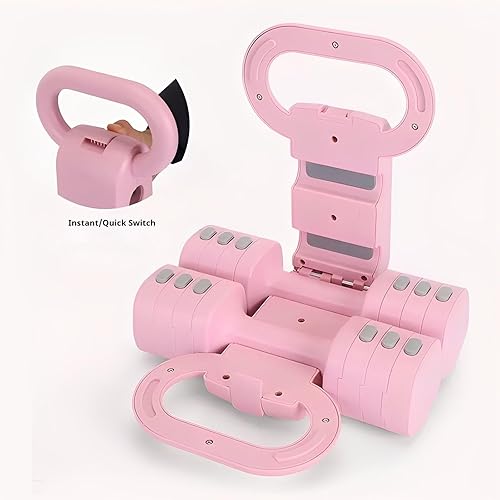 Miniatura 4 de Juego de 2 mancuernas ajustables, 4 en 1, pesas libres para mujeres con ajuste rápido, gimnasio en casa y entrenamiento de ejercicio al aire libre,