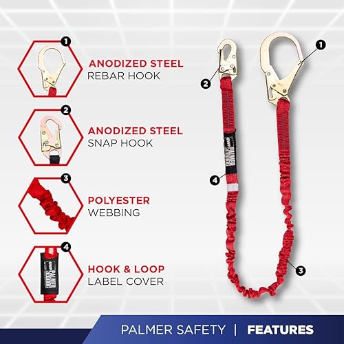 Miniatura 4 de Palmer Safety Kit de arnés de seguridad de protección contra caídas I arnés de construcción + varios cordones + extensor de anillo en D