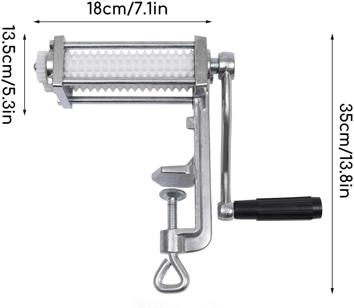 Silver,Manual Meat Tenderizer Cuber Clamp, Heavy Duty Meat Tenderizer Machine Clamp On Spiked Rolling Meat Steak Flatten Tool for Commercial Home Kitchen