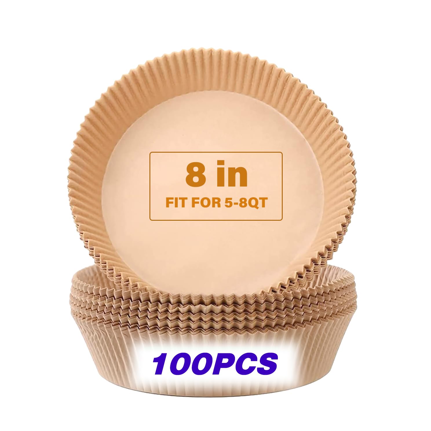 Papier sulfurisé friteuse à air de 5-8L | Lot de 100 doublures rondes antiadhésives
