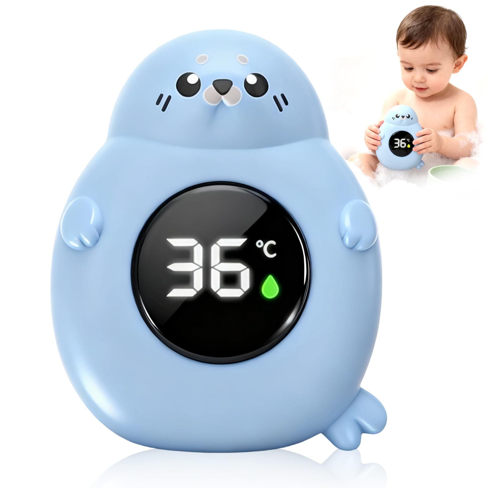 Impermeabile Termometro da Bagno per Bambini, Termometro Bagnetto Neonato Digitale, Giocattolo per Vasca, Schermo di facile lettura, Adatto per Vasche da Bagno per Bambini e Piscine