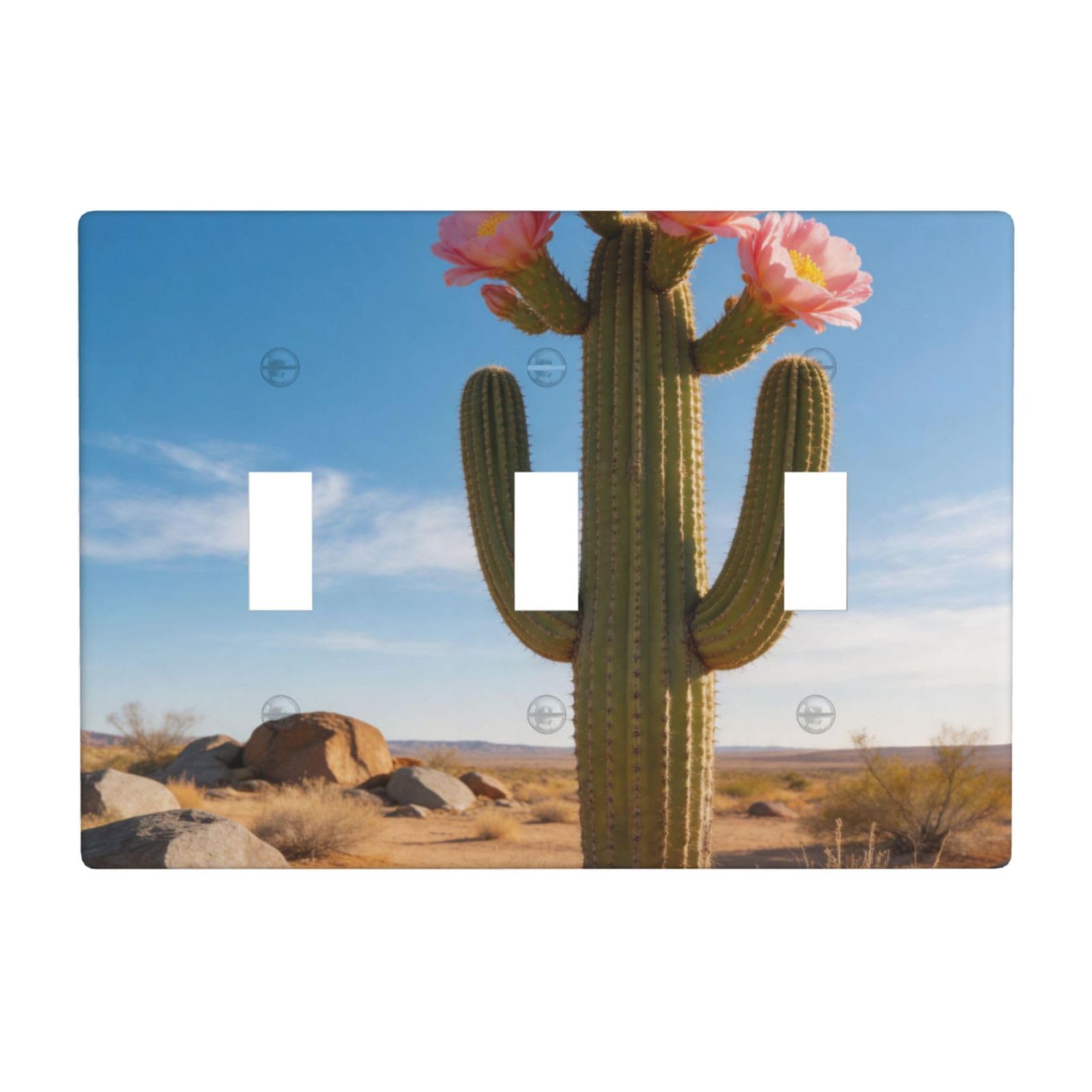 Cactus Bloom Flower 3 Gang Switch Plate Cover-Unbreakable Polycarbonate Wall Plate, Heat Resistant Toggle Switch Decor for Home