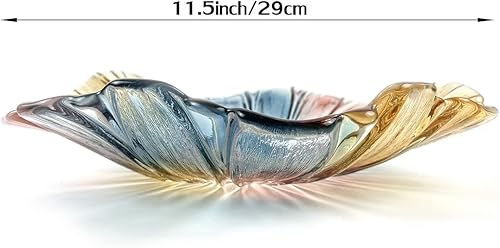 Miniatura 2 de Plato colorido de cristal de 11.5 pulgadas para frutas, postre, pastel, caramelo, aperitivo, forma de girasol, tamaño grande, diseño fresco