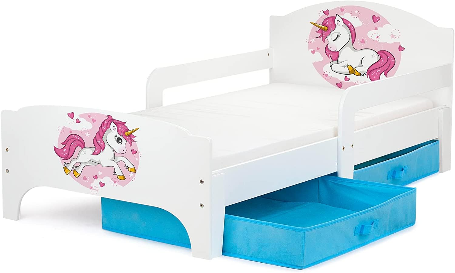 Lit Enfant Toddler Leomark 140x70 Cm Blanc Avec Tiroir - Lit Simple Moderne Avec Matelas Et Rangement