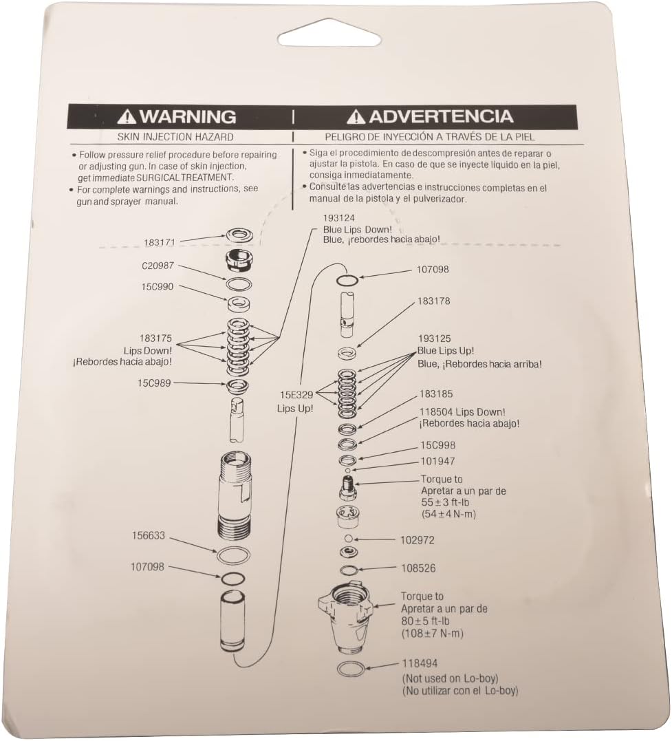 248213 Pump Repair Packing Kit,for Graco 1095 5900 1595 10000 Airless Paint Sprayer Aftermarket