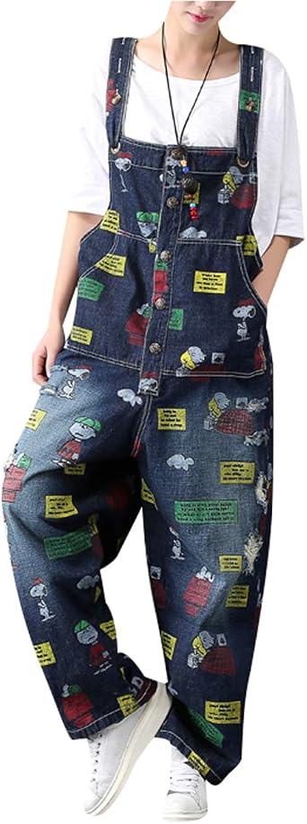 Womens Casual Loose Fit Jumpsuits Baggy Denim Bib Overalls