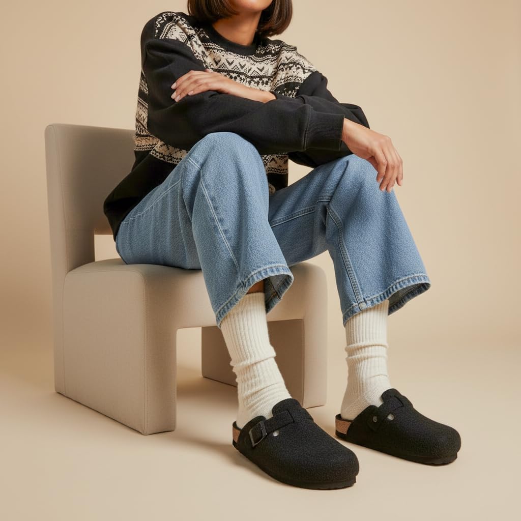 CUSHIONAIRE Hana Womens Clogs | Comfortable Vegan Suede Clogs for Women | Slip On Potato Shoes with Cork Footbed & Arch Support | Memory Foam, Wide Widths Available - Image 5