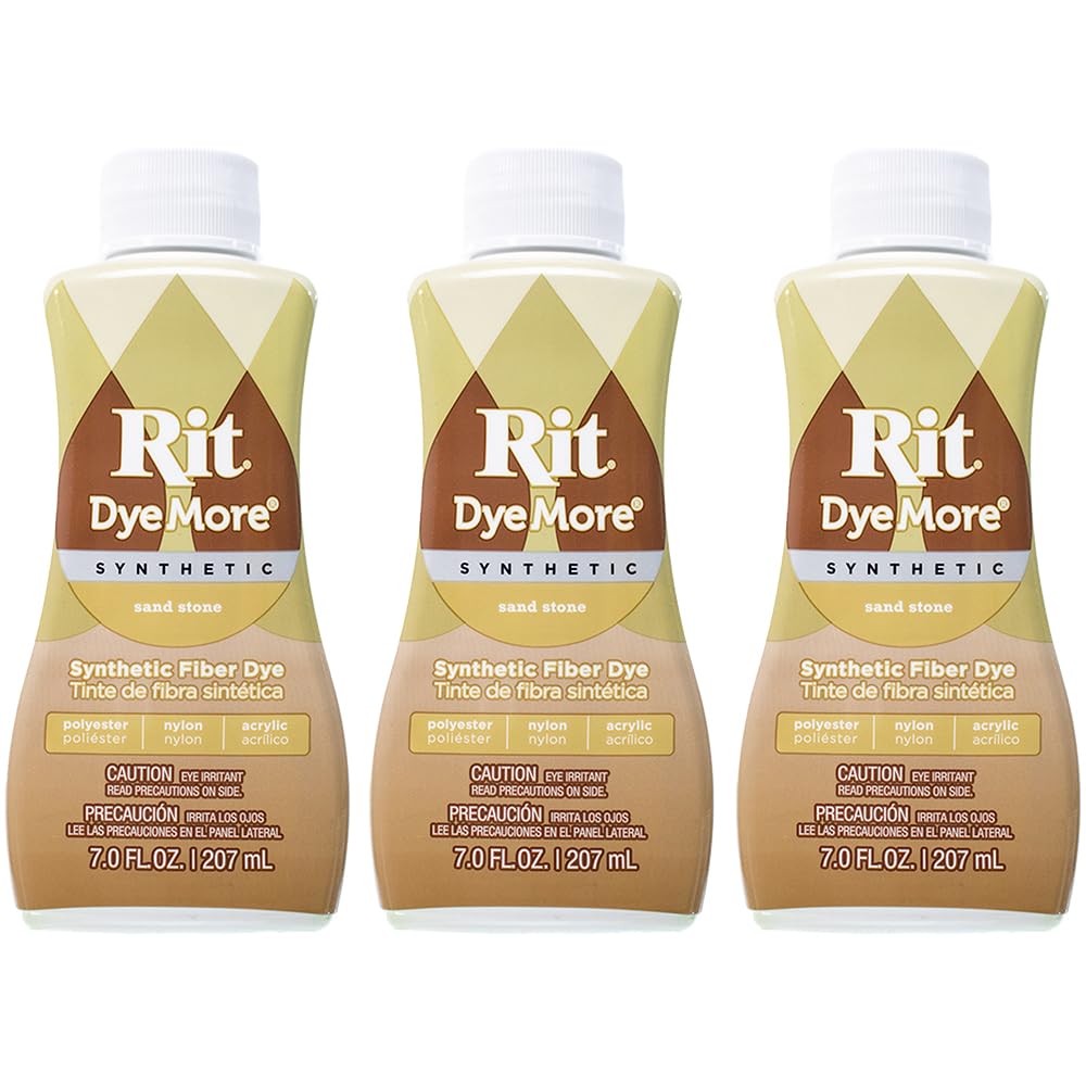 Rit DyeMore 7 Ounce Synthetic Liquid Fiber Dye for Clothing, Decorating & Crafts, Sand Stone (Pack of 3)