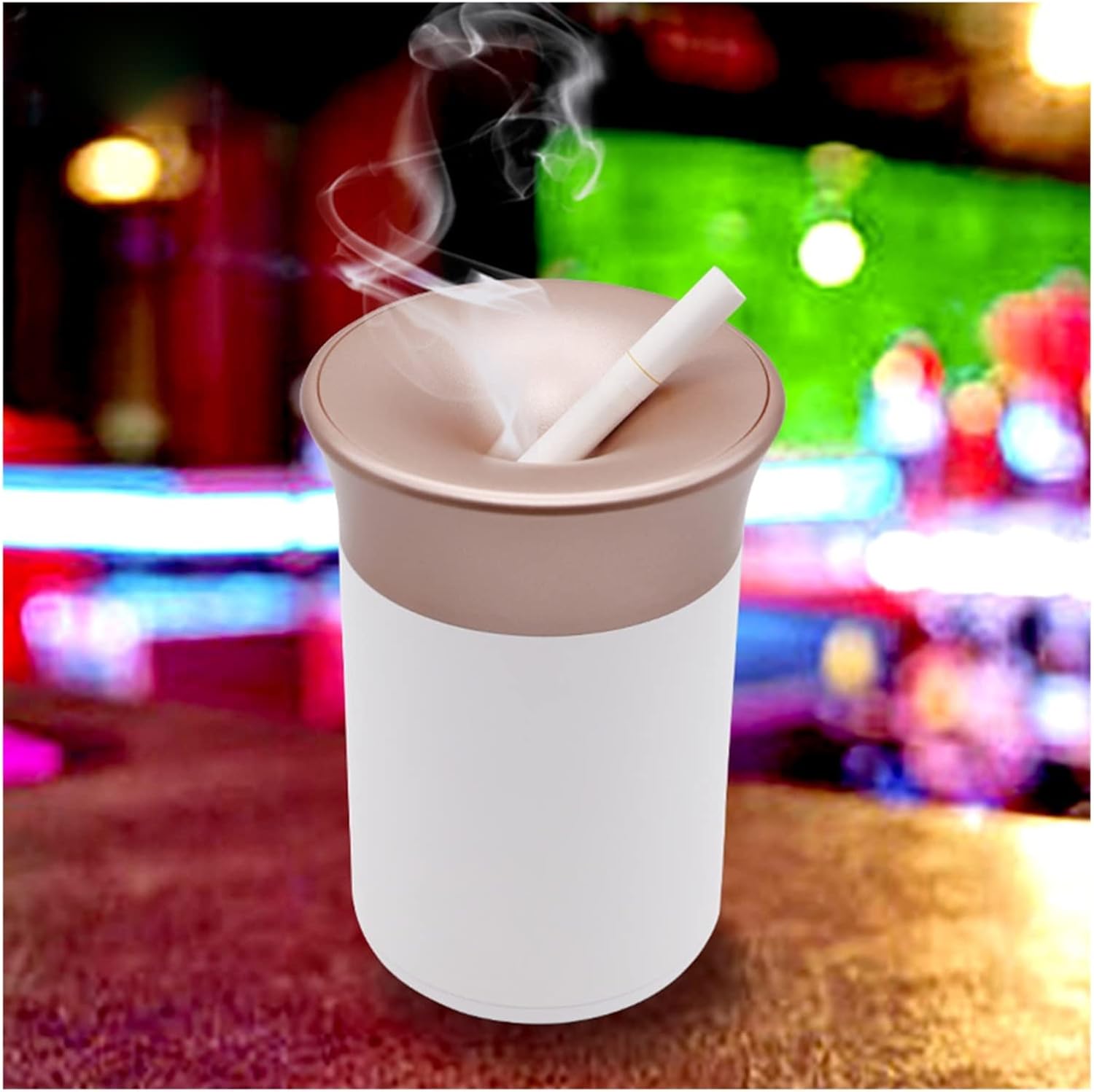 yaoqijie Stainless Steel 2 Colors Portable Car Ashtray Holder Ashtray Storage Cup Outdoor Ashtray Holder Ashtray With Lid lasting (Color : Black)