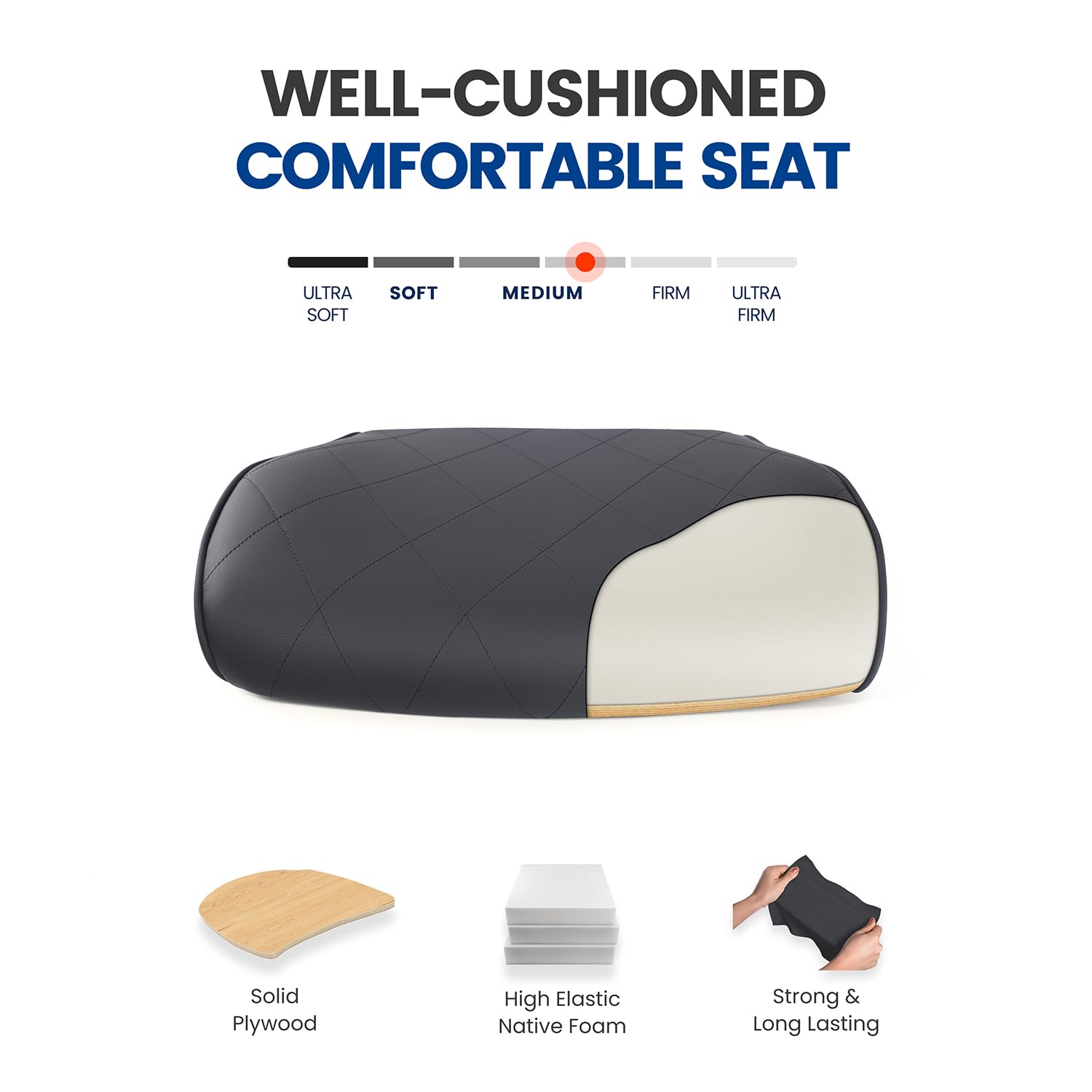 Ergonomic Adjustable Drafting Chair Extra Tall Office Stool for Standing Desk Mid Back Faux Leather Counter Height Comfortable — view 5