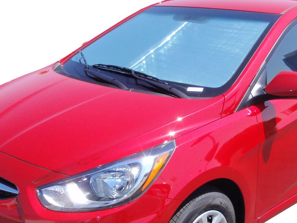 HeatShield, The Original Windshield Sun Shade, Custom-Fit for Hyundai Accent Hatchback (5D) 2012, 2013, 2014, 2015, 2016, 2017 Silver Series