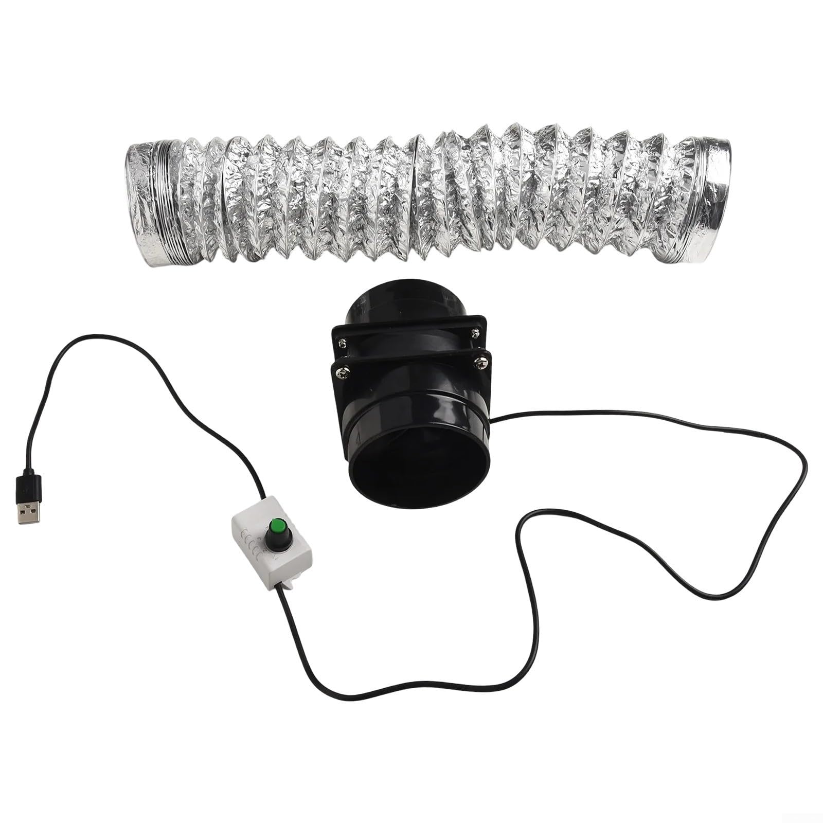 Leiser USB-Abluftventilator Mit Geschwindigkeitsregelung Für Küche, Energiesparender Rohrventilator Zur Luftzirkulation, Kompakter Lüfter Mit 5W Leistung, Lufter Ventilator(With 100cm pipe)