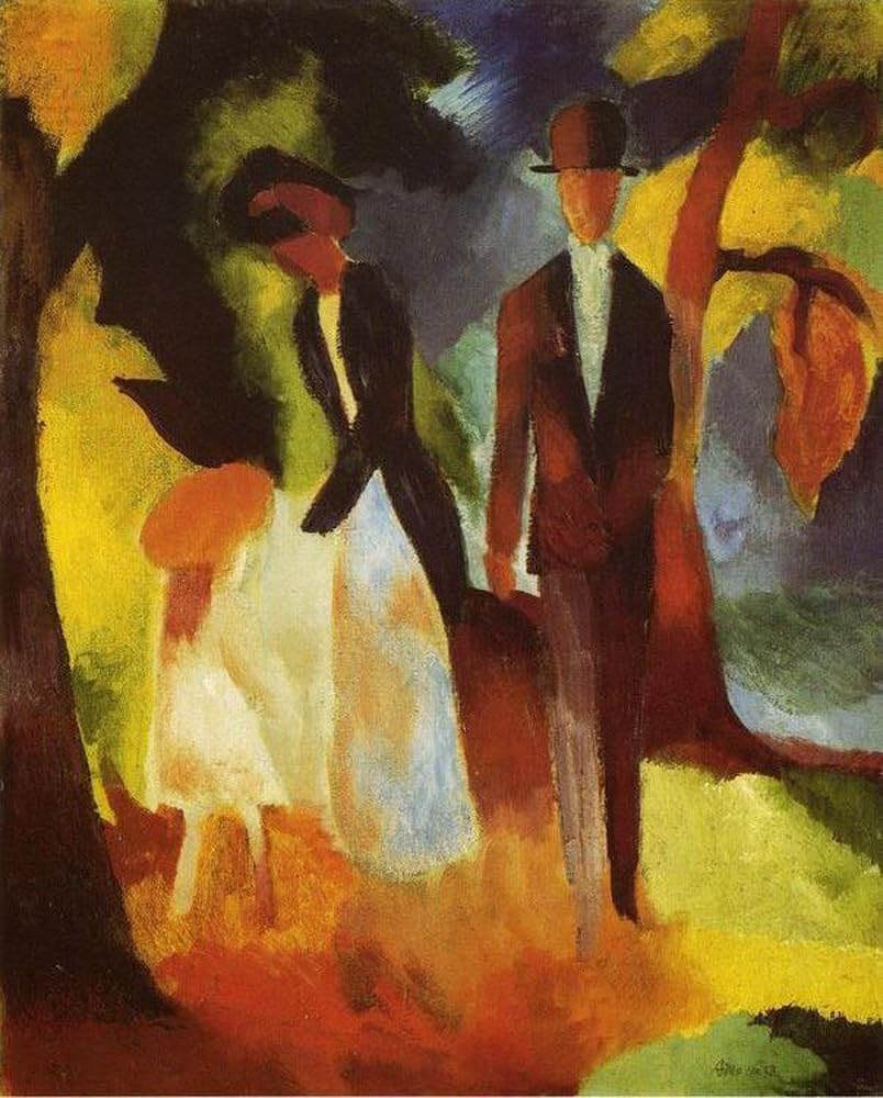 Peinture à l'huile abstraite de August Macke faite à la main sur toile de lin pour salon - 6