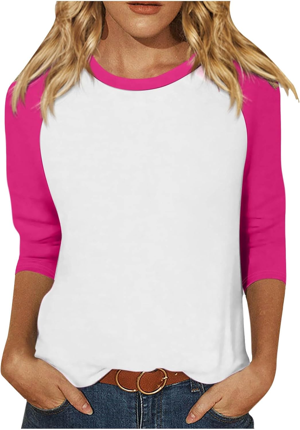☆23SS☆【COVERNAT】☆Women's Waffle Raglan T-shir.t☆ Women 3/4 Sleeve Top Summer Casual Versatile Raglan Shirt