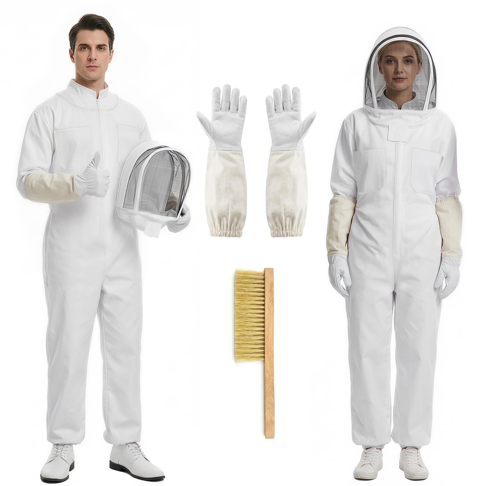 Combinaison d'apiculture - Vêtement de protection complet avec voile, capuche, gants, protection pour le jardin et l'apiculture (XXL)