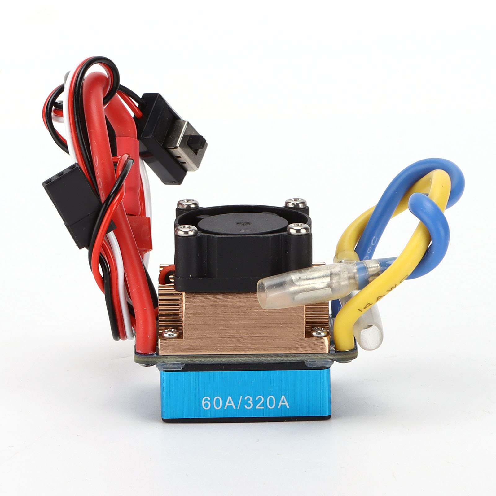 NutriEss Waterproof 60A Dual Way Brushed ESC High Performance Cooling Fan Brake 5V 3A BEC T Plug for 1/10 RC Car Crawler Truck Truck Aluminum Alloy Plastic