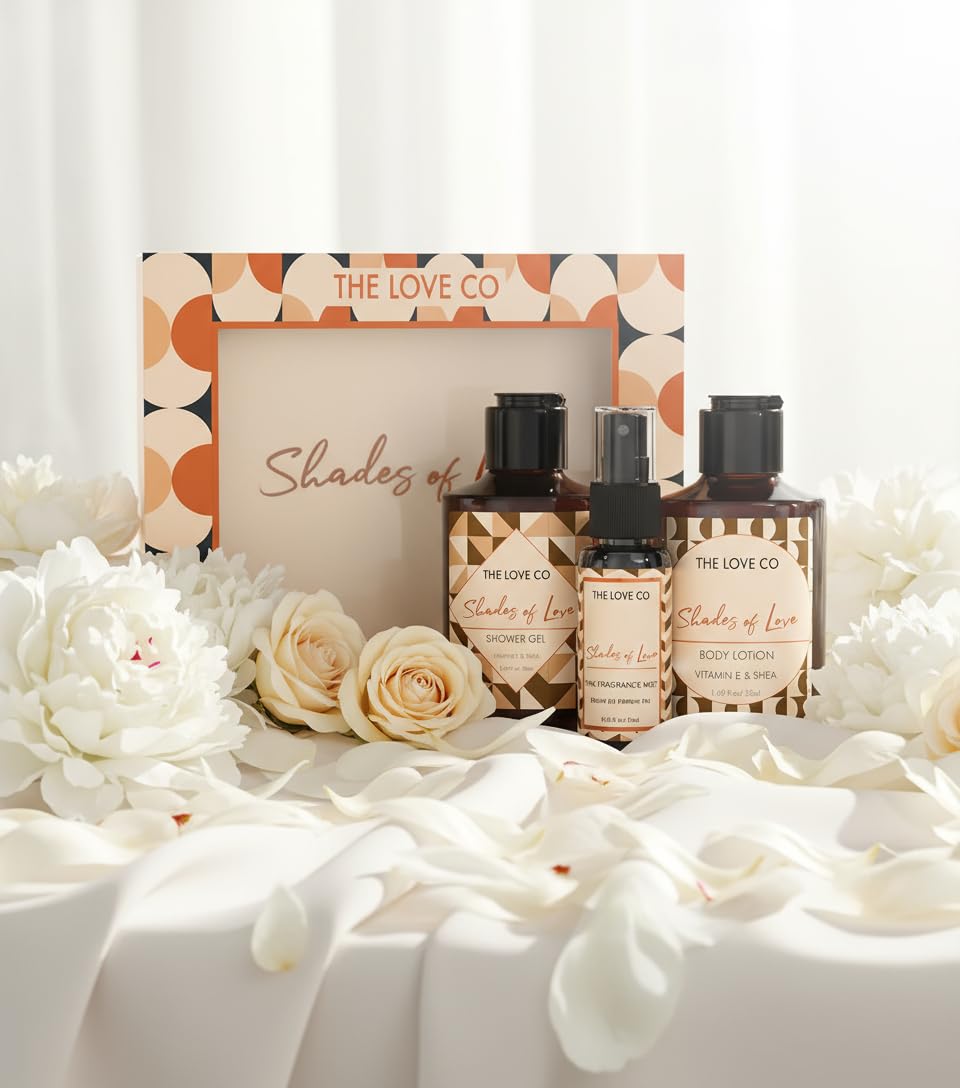THE LOVE CO Shades of Love Gift Collection: Indulge in Shower Gel, Body Lotion & Body Spray | Opulent Bathing Experience | Ideal Birthday & Special Occasion Hamper | Gift Hamper For Women - 115ml