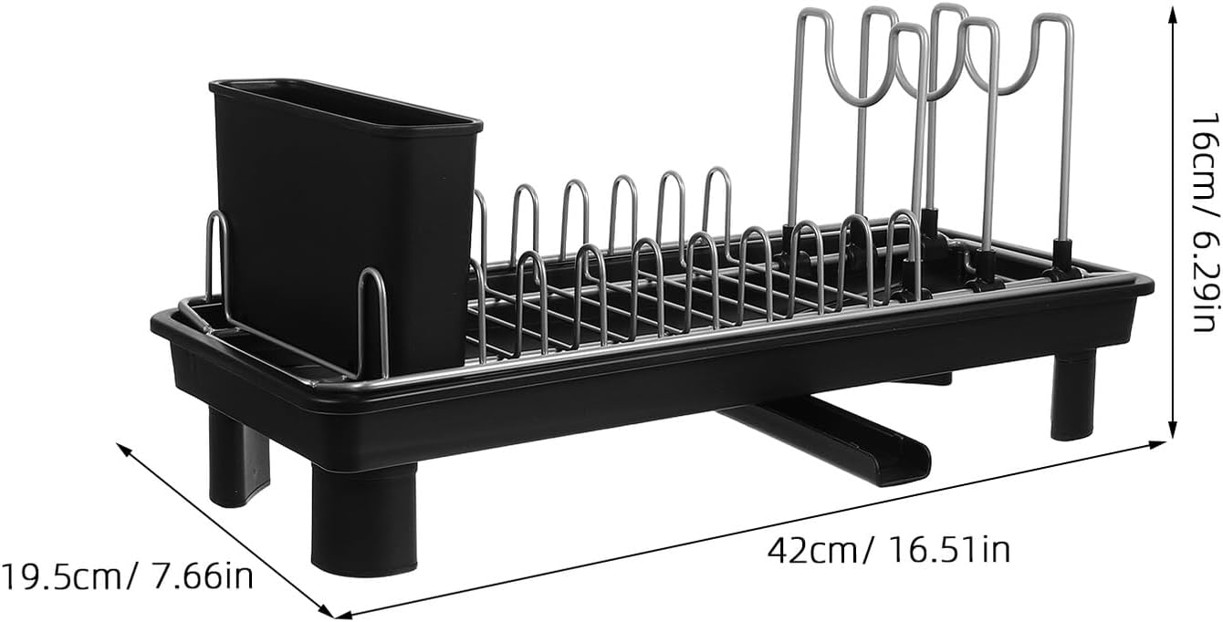 BESTYASH Kitchen Draining Rack Counter Dish Rack Holder Cutlery Drying Stand with Spout Compact Kitchen Dish Organizer for Sink and Countertop Storage