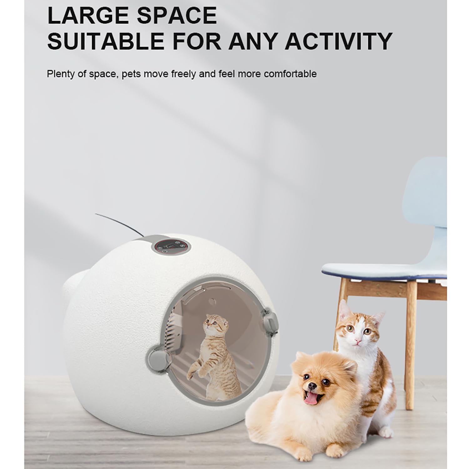 Scatola per Asciugatura Automatica per Animali Domestici, Asciugacapelli Intelligente per Toelettatura Animali Domestici con Schermo LCD a Colori, Asciugatura Professionale a 360°, Basso Rumore