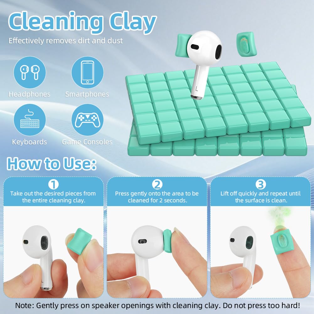 Kit di Pulizia, Pasta di Pulizias, Argilla Detergente, per Kit di Pulizia AirPod per Custodia di Ricarica AirPods, Cuffie, Telefono, Dispositivi Elettronici (Verde)