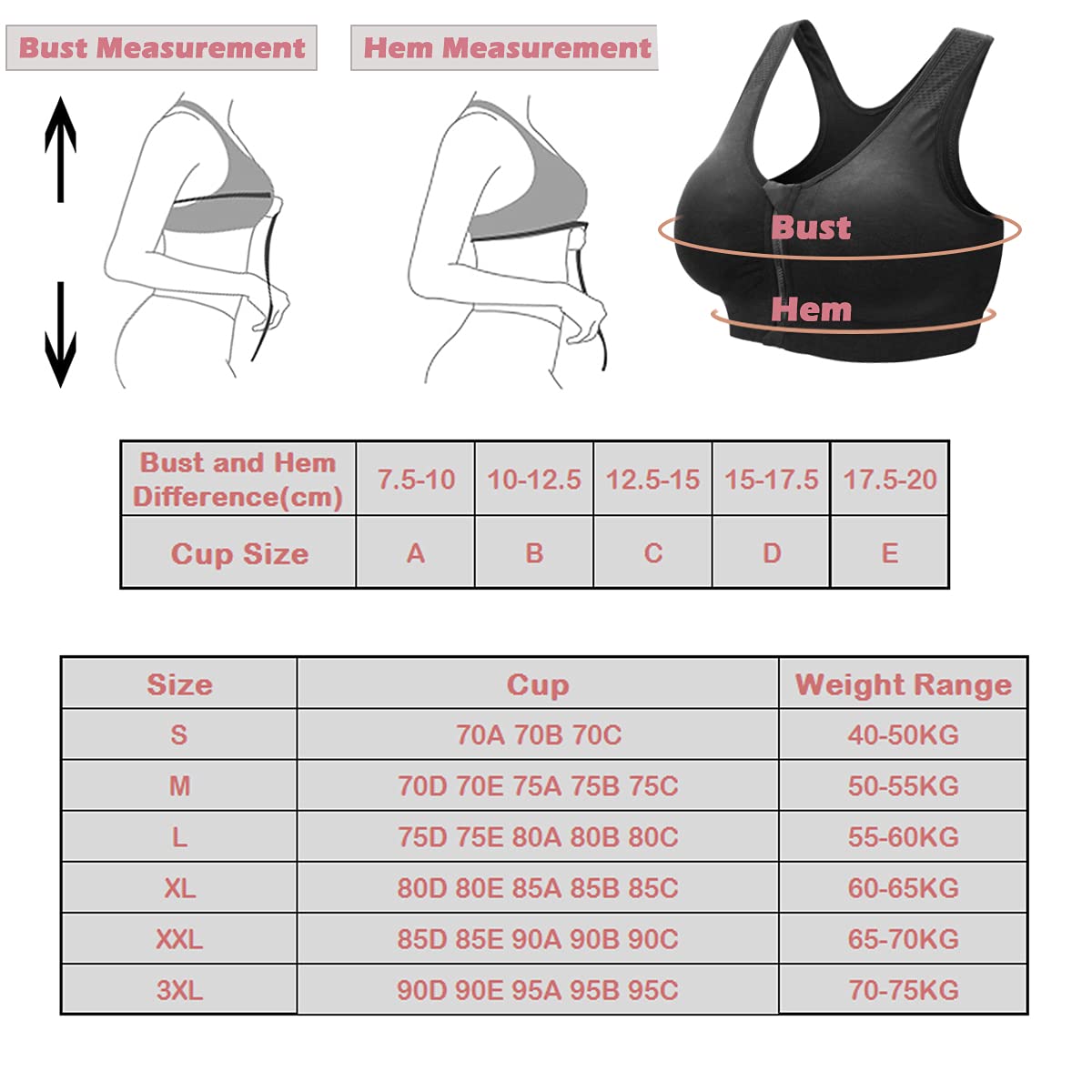 ZOEREA Sujetador Cierre Delantero Deportivo para Mujer Gimnasio Ropa con Almohadillas Extraíbles para Correr Sin Costuras Yoga Fitness