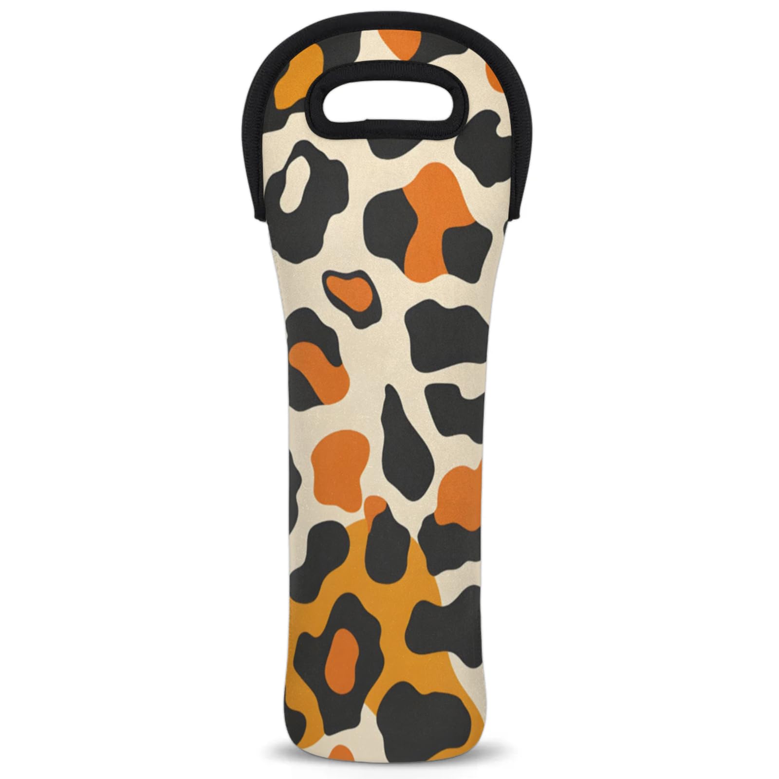 Neoprene Wine Tote Carrier Bag for Wine,Water, Champagne, Beer, Baby Bottles 15.6 x 5.1 Inches, Protective Wine Bag,Abstract Leopard Animal Print