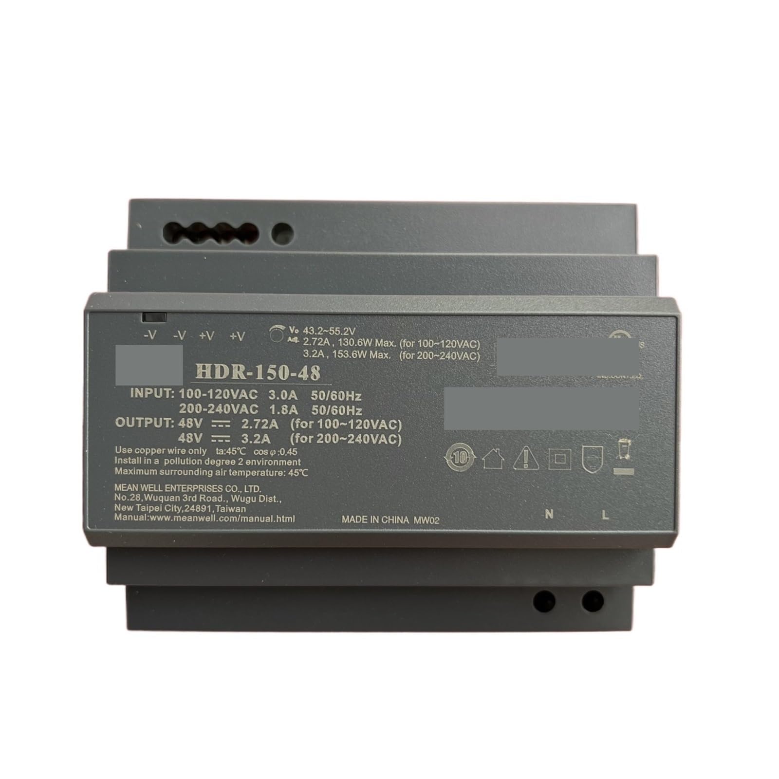 HDR-150 HDR-150-12V 11.3A HDR-150-15V 9.5A HDR-150-24V 6.25A HDR-150-48V 3.2A 150W Switching Power Supply(HDR-150-12V 11.3A)