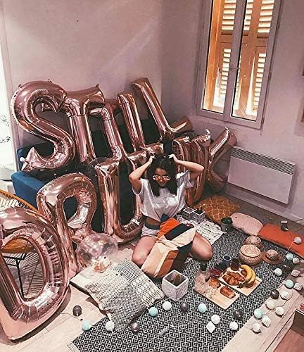 Miniatura 6 de Glanzzeit Globos de aluminio de oro rosa de 34 pulgadas, letras de la A a la Z, números del 0 al 9, globos de helio para novia, baby shower, boda,