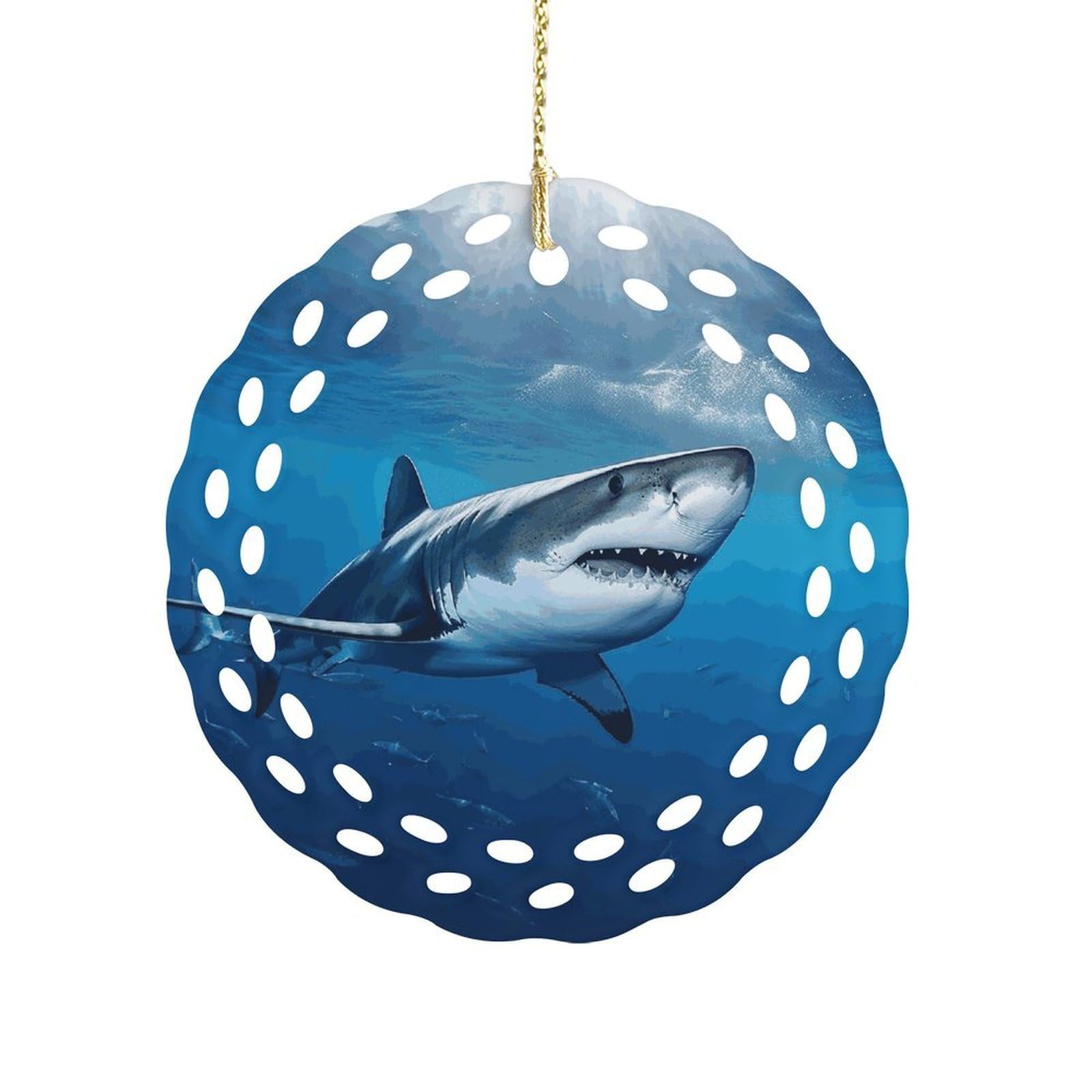 Ocean Sea Animal Shark Christmas Ornament Holiday Hanging Decoration Xmas Tree Keepsake Personalized Xmas Tree Ornament Round Ceramic Ornaments for Keepsake Gifts Ideas Home Decor