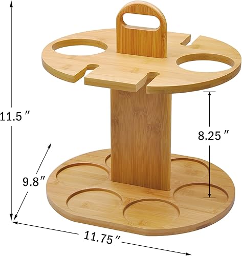 Miniatura 6 de Kato - Soporte para 2 botellas y 4 estantes para vidrio, organizador de secado colgante para copas de vino en la mesa de la encimera con sacacorchos