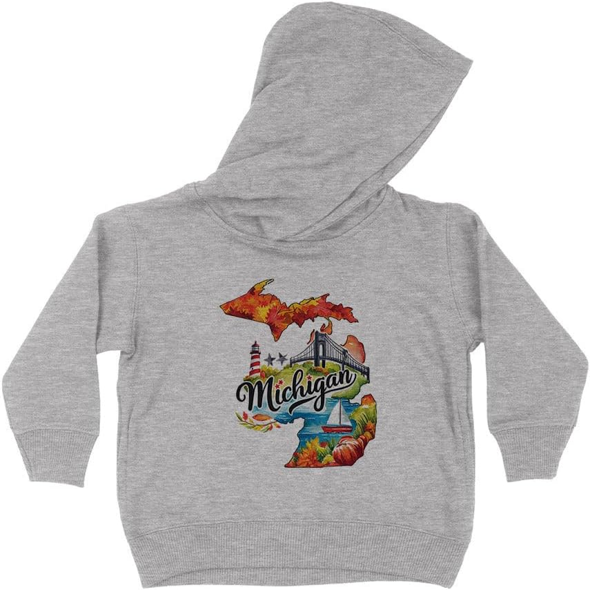 TeesAndTankYou Fall in Michigan Kids Hoodie Sweatshirt Toddler