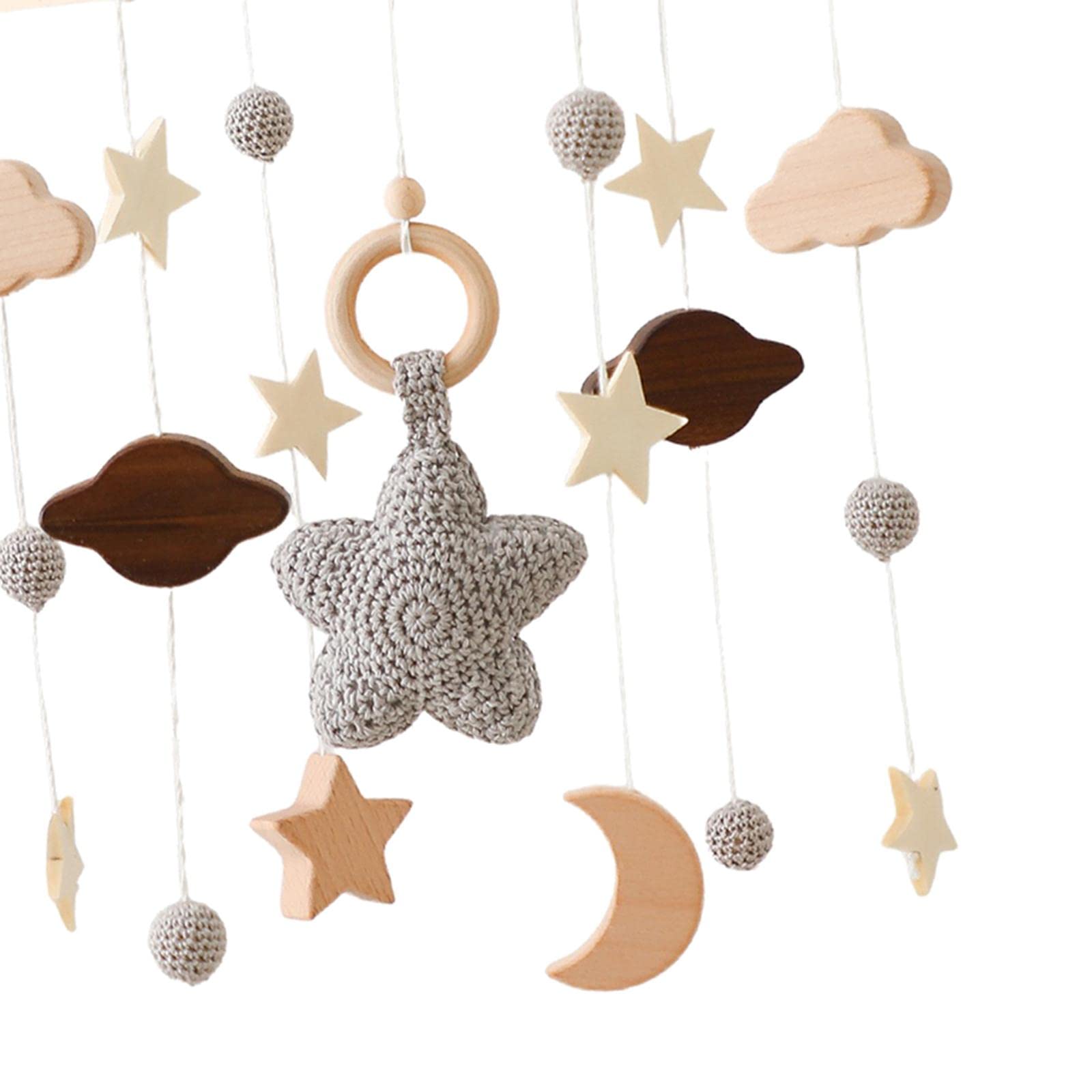 Mobile Bébé Bois Accroche Berceau Jouet Suspendu Rotatif Jouet Sensoriel Activité Douce Nouveau-né Pram Convient Chambre Bébé Décoration Photographie