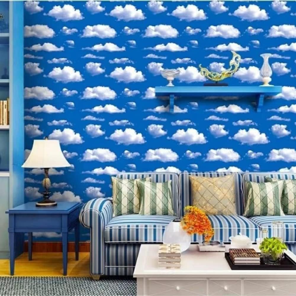 TAOGIFT Peel and Stick Contact Paper Blue Sky Clouds Pattern Wallpaper Vinyl for Kitchen Wall Art Crafts Decor 17.7 x 78 Inch