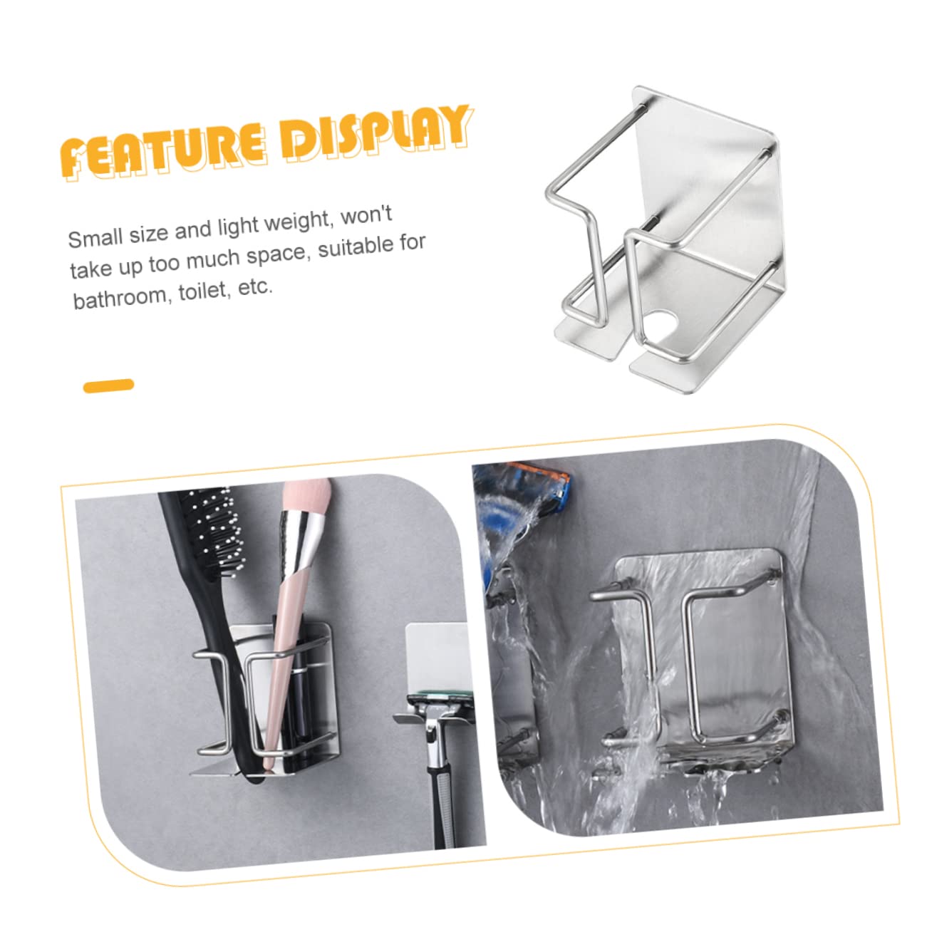 NOLITOY 2pcs Electric Razor Holder Stand Metal Adhesive Shower Razor Brush Organizer Bathroom Hardware Set Chrome