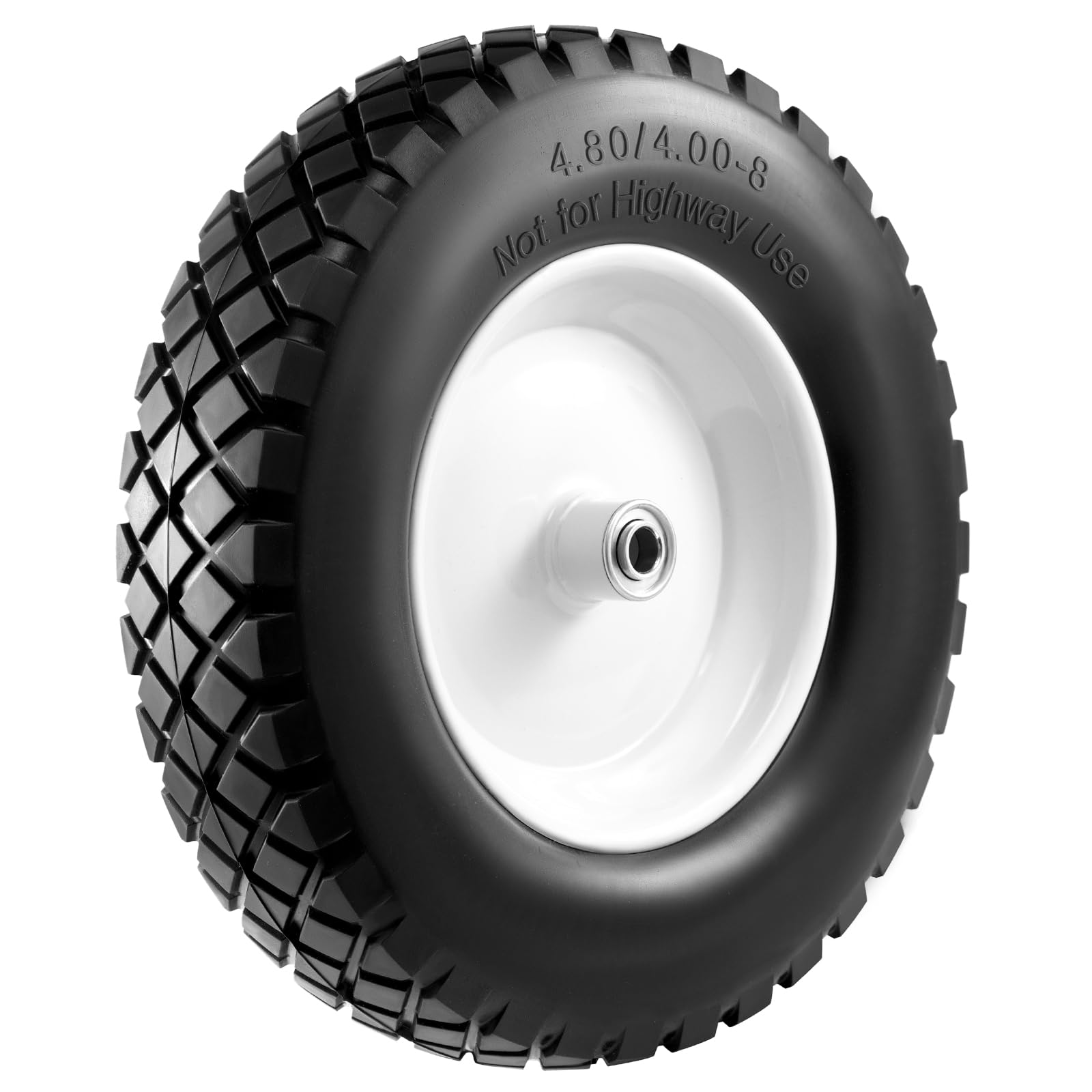Pneumatico e Ruota Anti-pinchio 4.80/4.00-8" 2 PZ, Ruota Solida da Carrello 38,99 cm con Cuscinetti 15,88 mm & 19,05 mm, Mozzo Centrato 7,62-17,78 cm,per Carrello a Mano/Remorchio da Giardino/Carretto